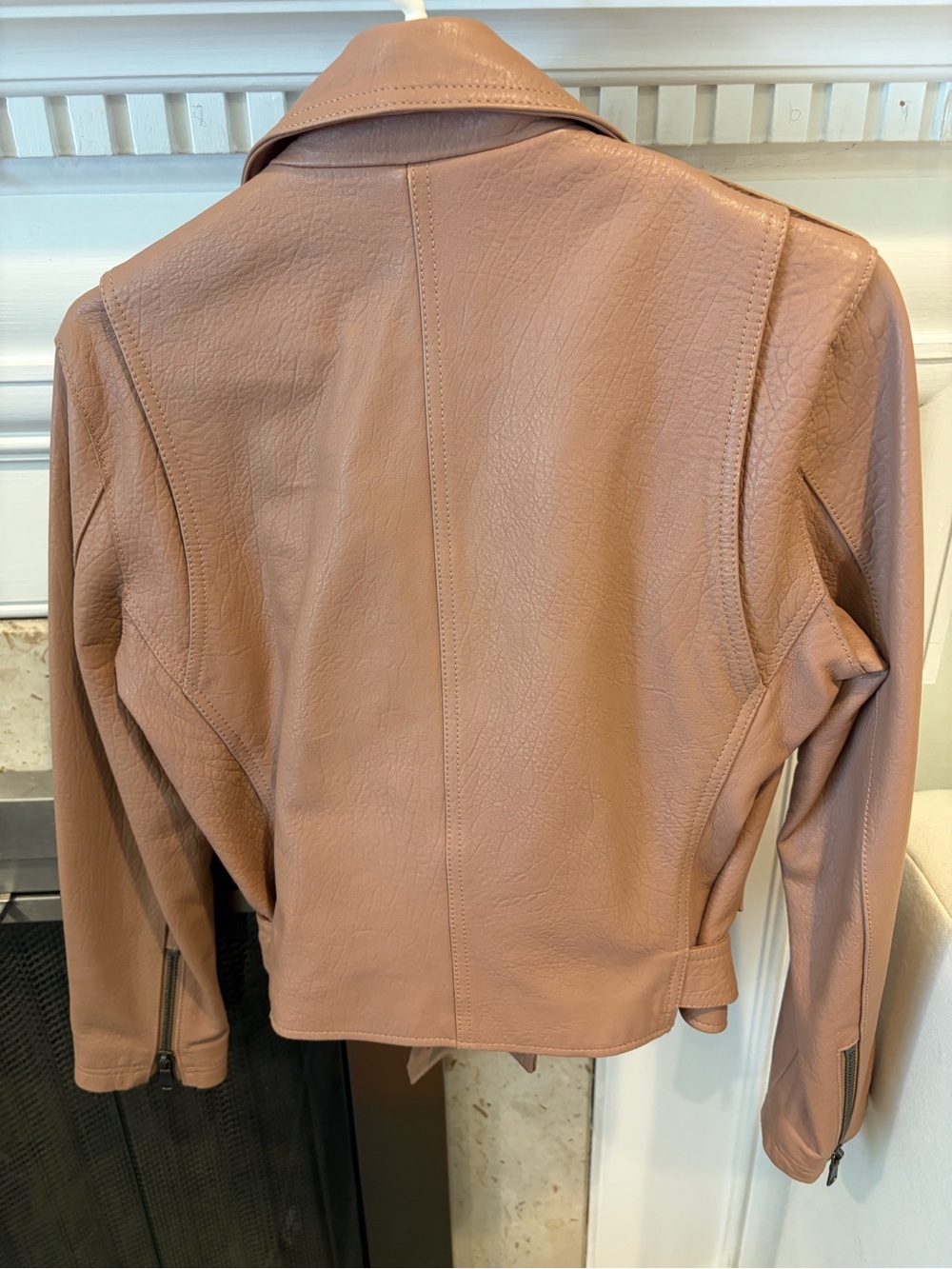 Joie Women's Leather Moto grunge Biker Jacket New Dusty pink size Small Designer - Picture 6 of 9